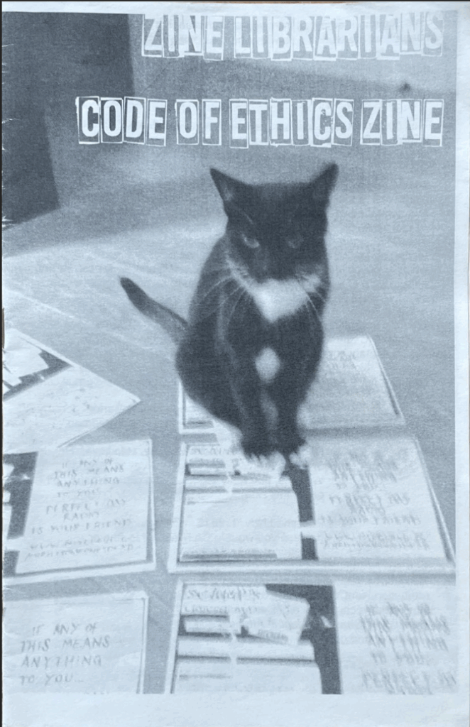 The cover of "Zine Librarians Code of Ethics Zine" (digest size).